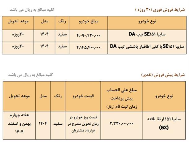 طرح جدید فروش وانت پراید سایپا 151 (شهریور 1404)